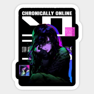 Chronically Online Anime Girl Sticker